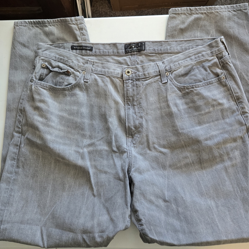 Lucky Brand Men's Light Gray Relaxed Jeans 40x32